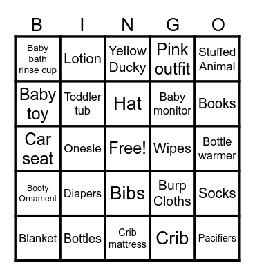 Baby Shower Gift Bingo Card