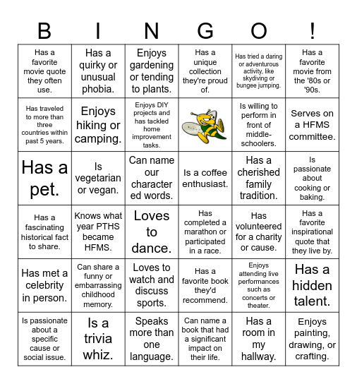 HFMS Bingo Card