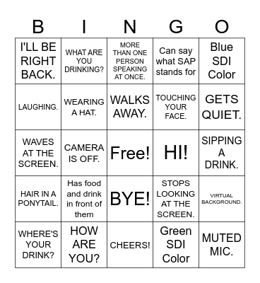 Virtual Happy Hour BINGO Card