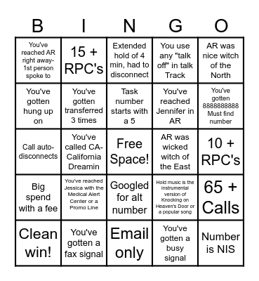 Supplier Onboarding Calls Bingo Card