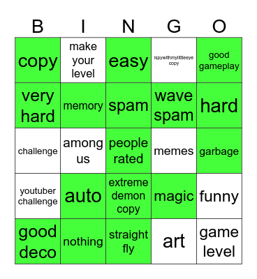 gd recent tab but Bingo Card