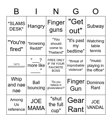 Richard Bingo Card