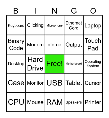 Computer Basics Bingo Card