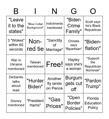 2024 GOP Primary Bingo Card