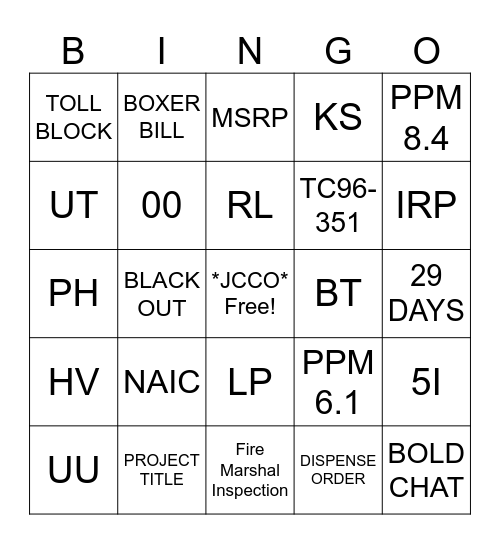 JCCO TERM BINGO Card