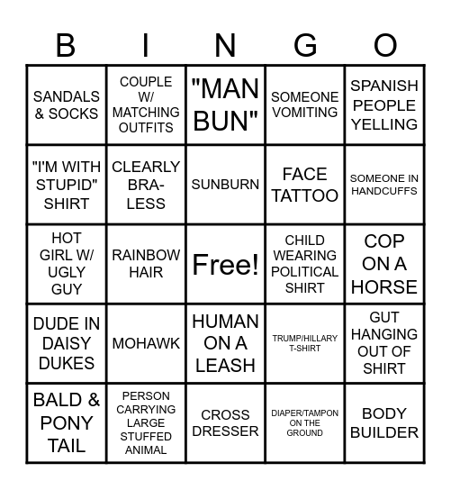 The GREAT New York State Fair - Matt Bingo Card