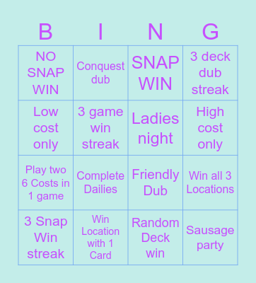 MARVEL SNAP Bingo Card