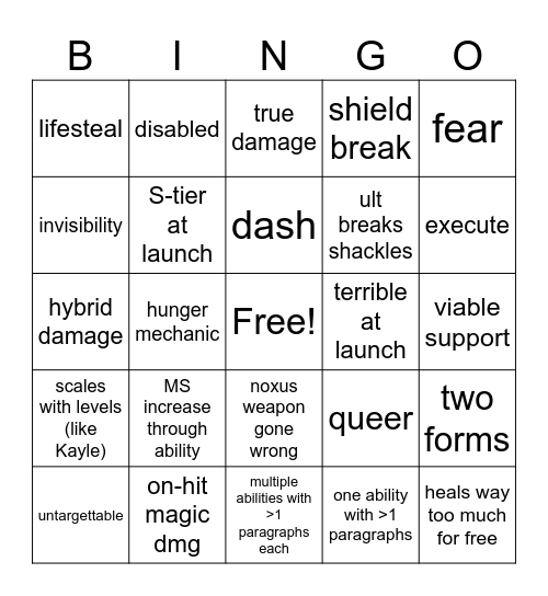 Briar Bingo Card Bingo Card