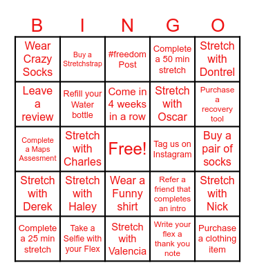 STRETCHLAB SUMMER BINGO Card