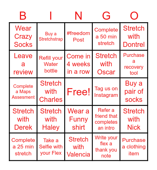 STRETCHLAB SUMMER BINGO Card