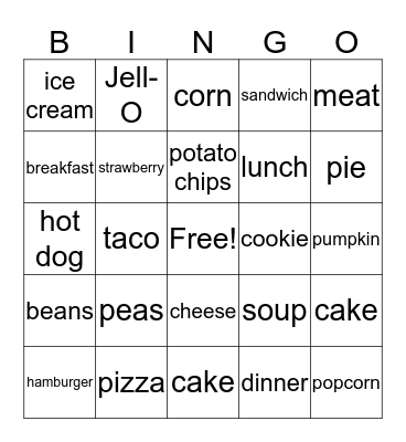 Food: Our Bodies' Fuel Bingo Card