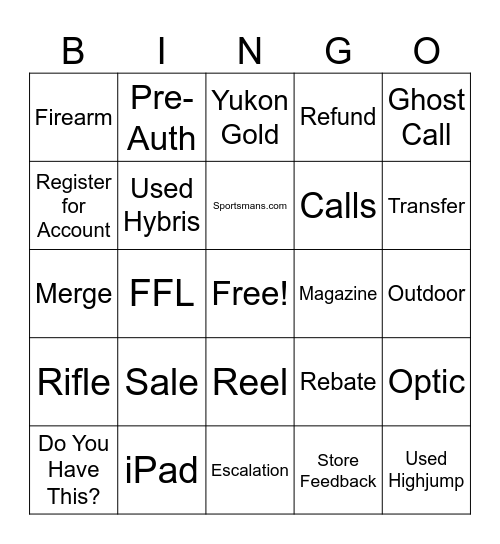 Sportsmans Warehouse Bingo Card