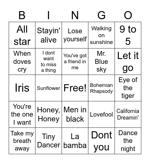 movie soundtracks Bingo Card