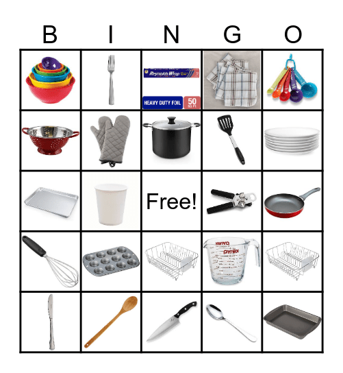 Kitchen Supplies Bingo Card
