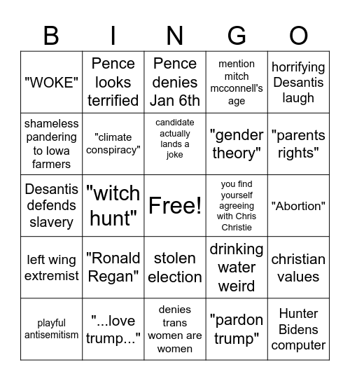 GOP BINGO Card