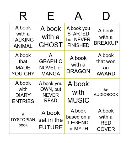 Library Challenge Bingo Card