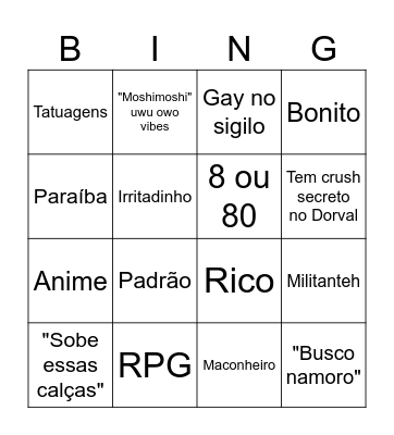 Jojo Bingo Card
