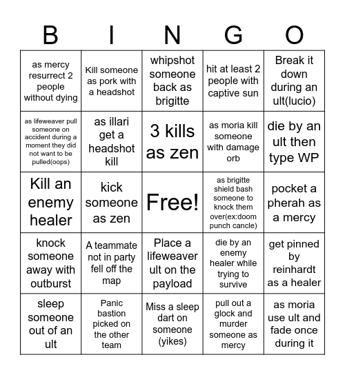 overwatch bingo(healer) Bingo Card