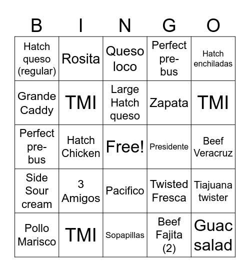GRINGO BINGO BOIZ Bingo Card