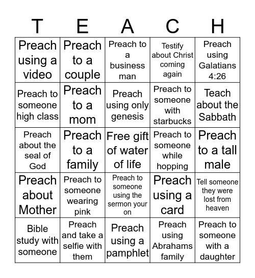 Zion preaching  Bingo Card