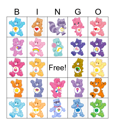 Care Bears Bingo Card