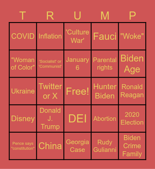 GOP DEBATE I Bingo Card