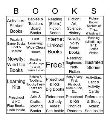 Usborne Books & More Bingo Card