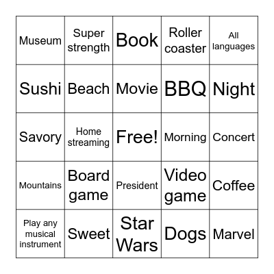 Floor Leader Bingo Card