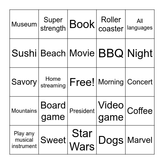 Floor Leader Bingo Card