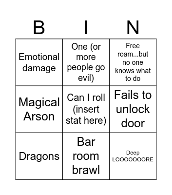 Letting Chaos Happen Bingo Card