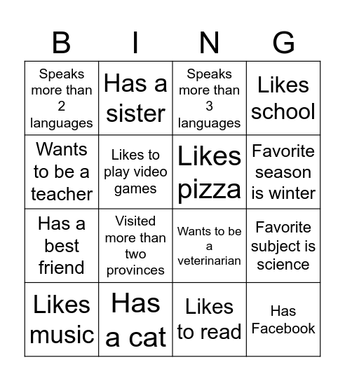 B10L Get to Know You Bingo Card
