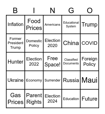 Republican Presidential Primary Debate I Bingo Card