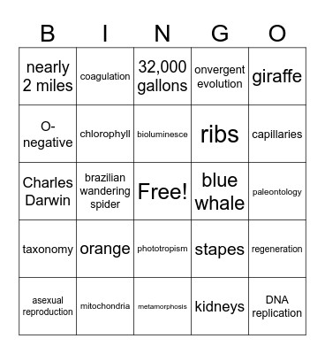 September '23 BIO-BINGO Card