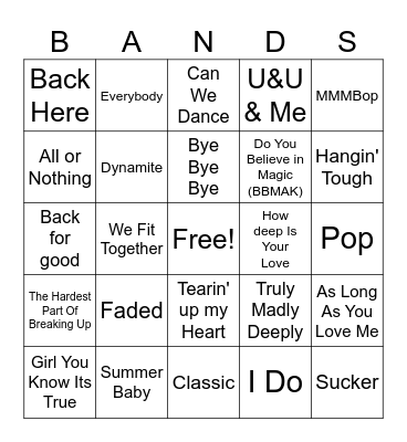 BOY Bingo Card