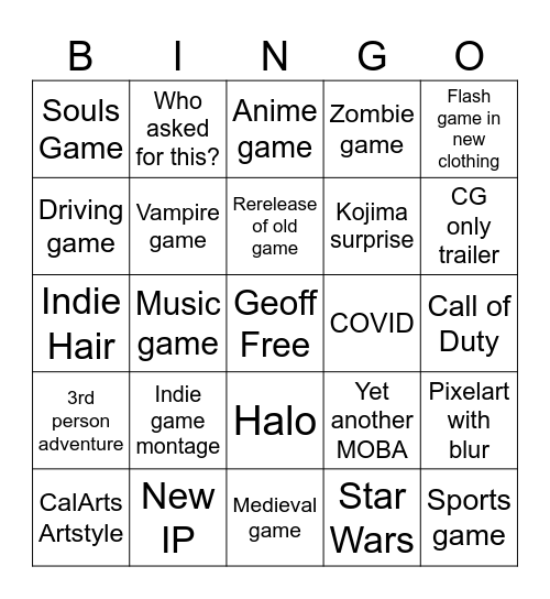 GAMESCOM Bingo Card