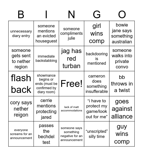 BBBingo 2.0 Bingo Card