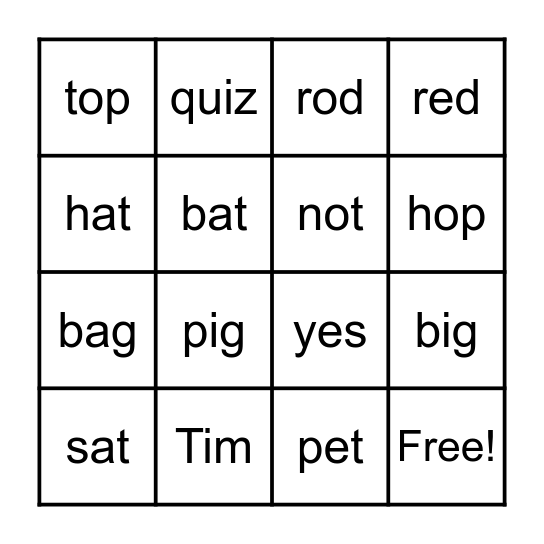 Stage Three: Tim's Quiz Bingo Card