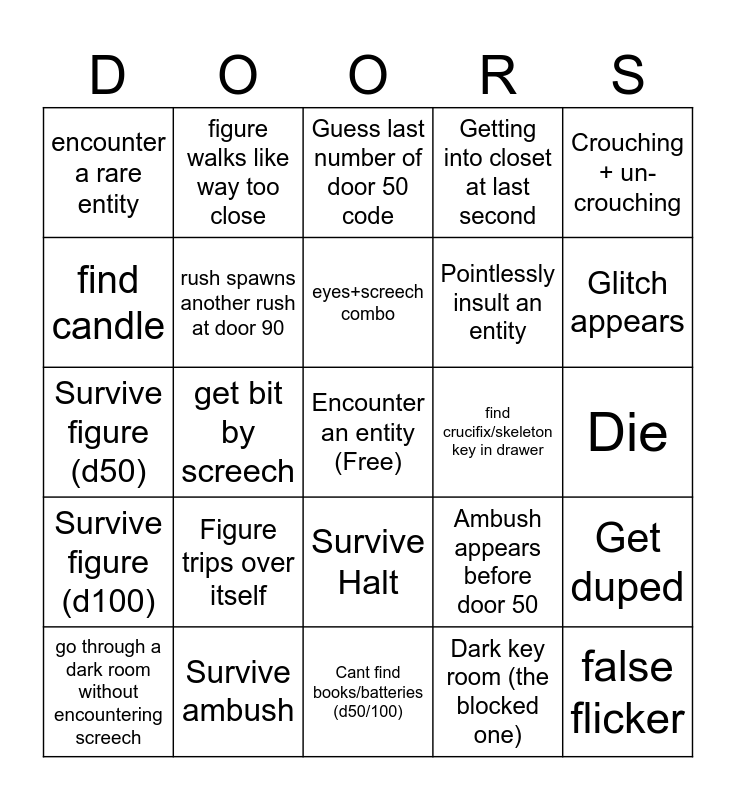 DOORS Bingo Card