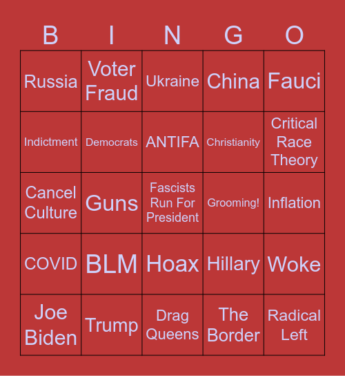 ACTUAL Republican Debate BINGO Card