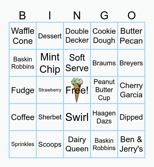 CCI's Ice Cream Social Bingo Card