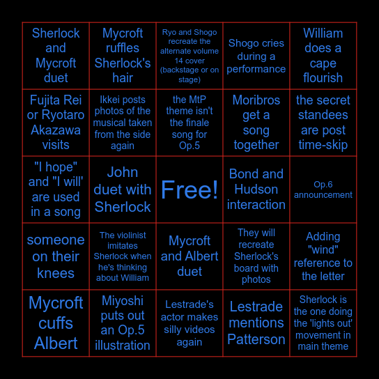 Morimyu Op.5 Bingo Card Bingo Card