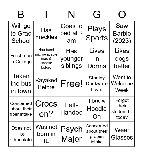 People Bingo Card