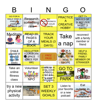 Wellness Bingo Card