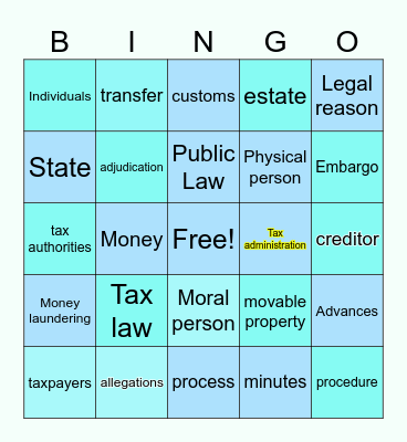 Tax law Bingo Card