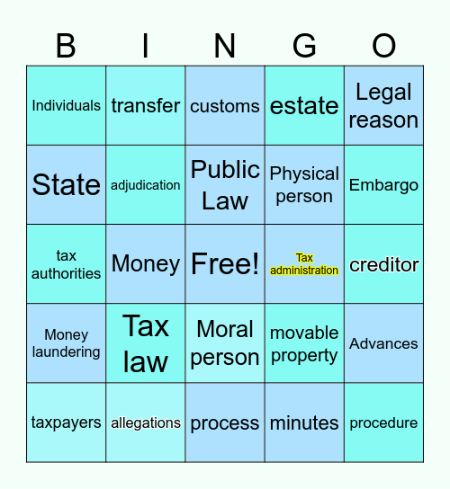 Tax law Bingo Card