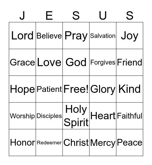 Jesus Is My Friend Bingo Card