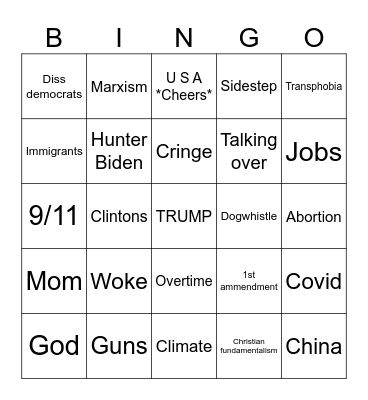 Republican Bingo Card