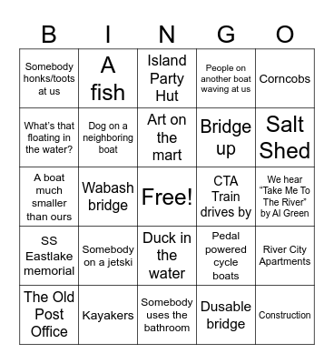 LET'S PLAY BINGO ON THE BOAT Bingo Card