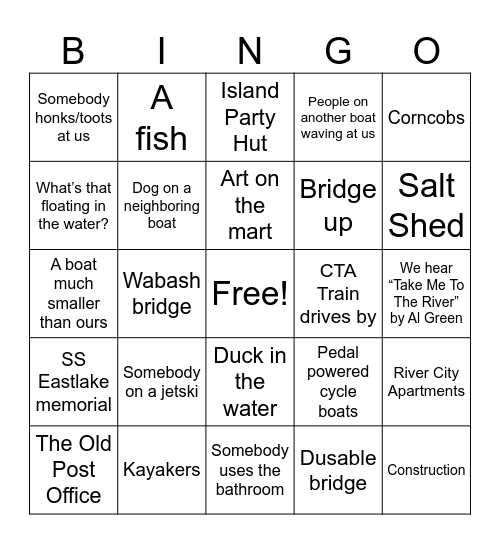 LET'S PLAY BINGO ON THE BOAT Bingo Card