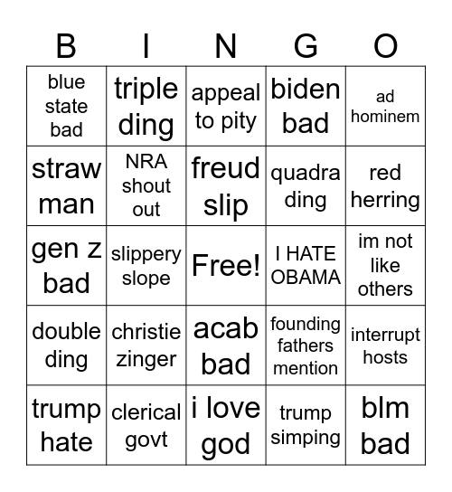 america smack down Bingo Card